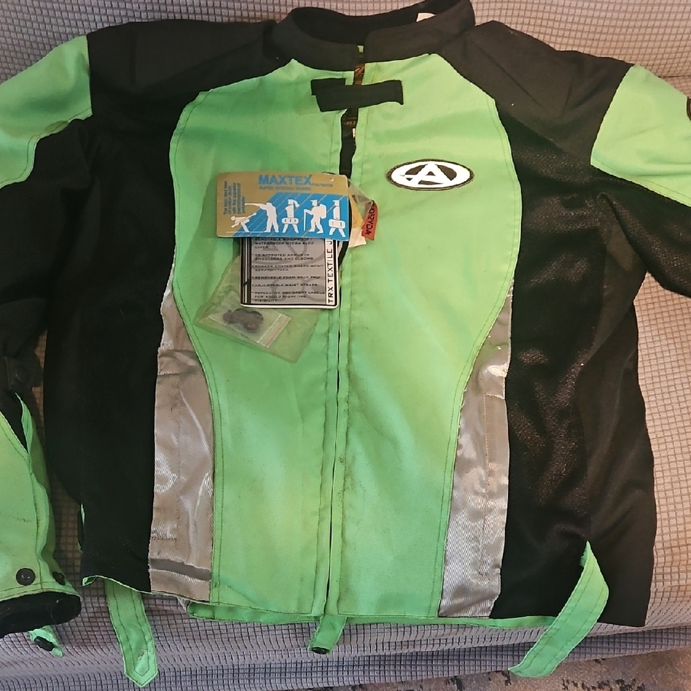 AGV Sport Green and Black Motorcycle Jacket with Reflective Panels